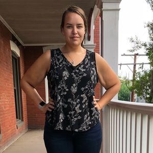 Black Floral Tank with Sheer Back